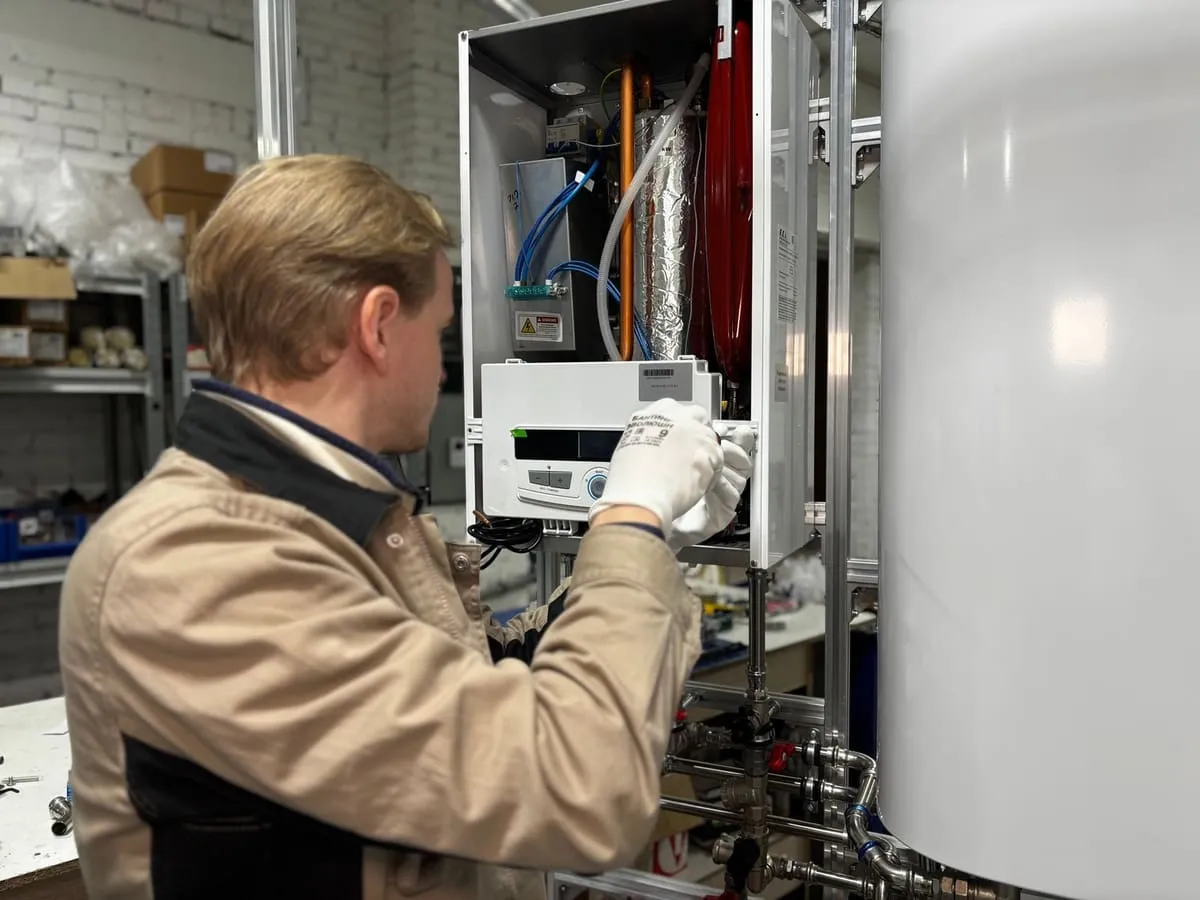 Gas Safe registered engineer servicing a domestic boiler